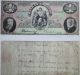 Four dollar bill of the Bank of Toronto with James G. Worts' and William Gooderham's portraits and letter of praise for their service.